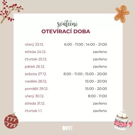 Sváteční otevírací doba 25