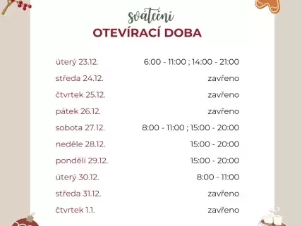 Sváteční otevírací doba 25
